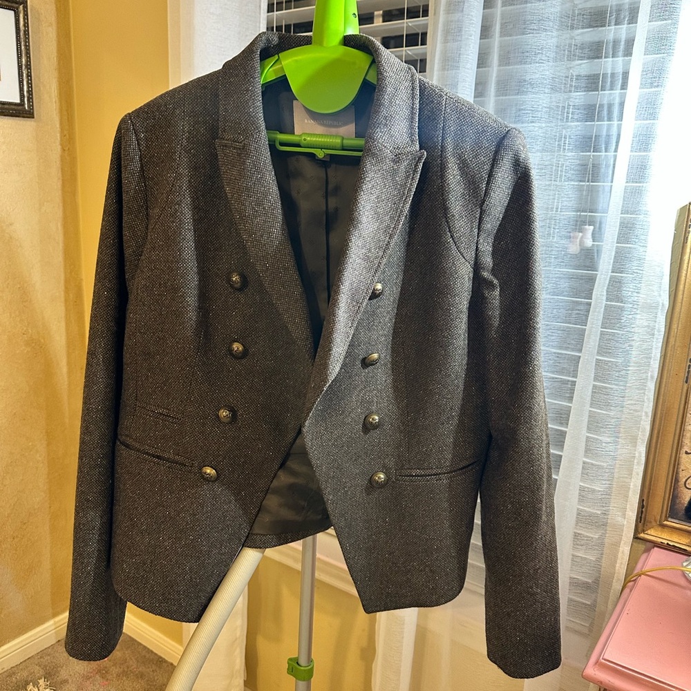 Banana Republic Charcoal Double-Breasted Blazer